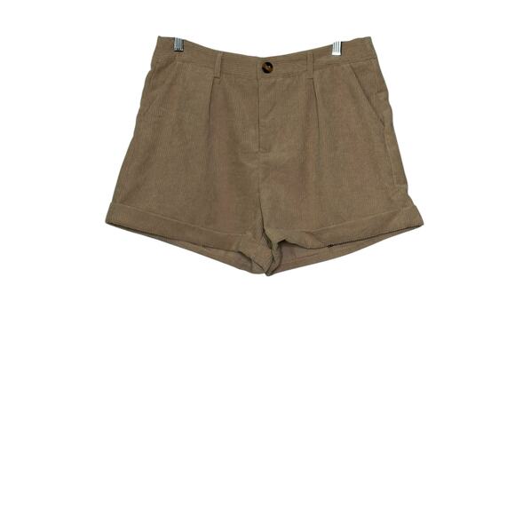 SHEIN beige corduroy pleated cuffed shorts size 8 - 10 - Picture 7 of 13